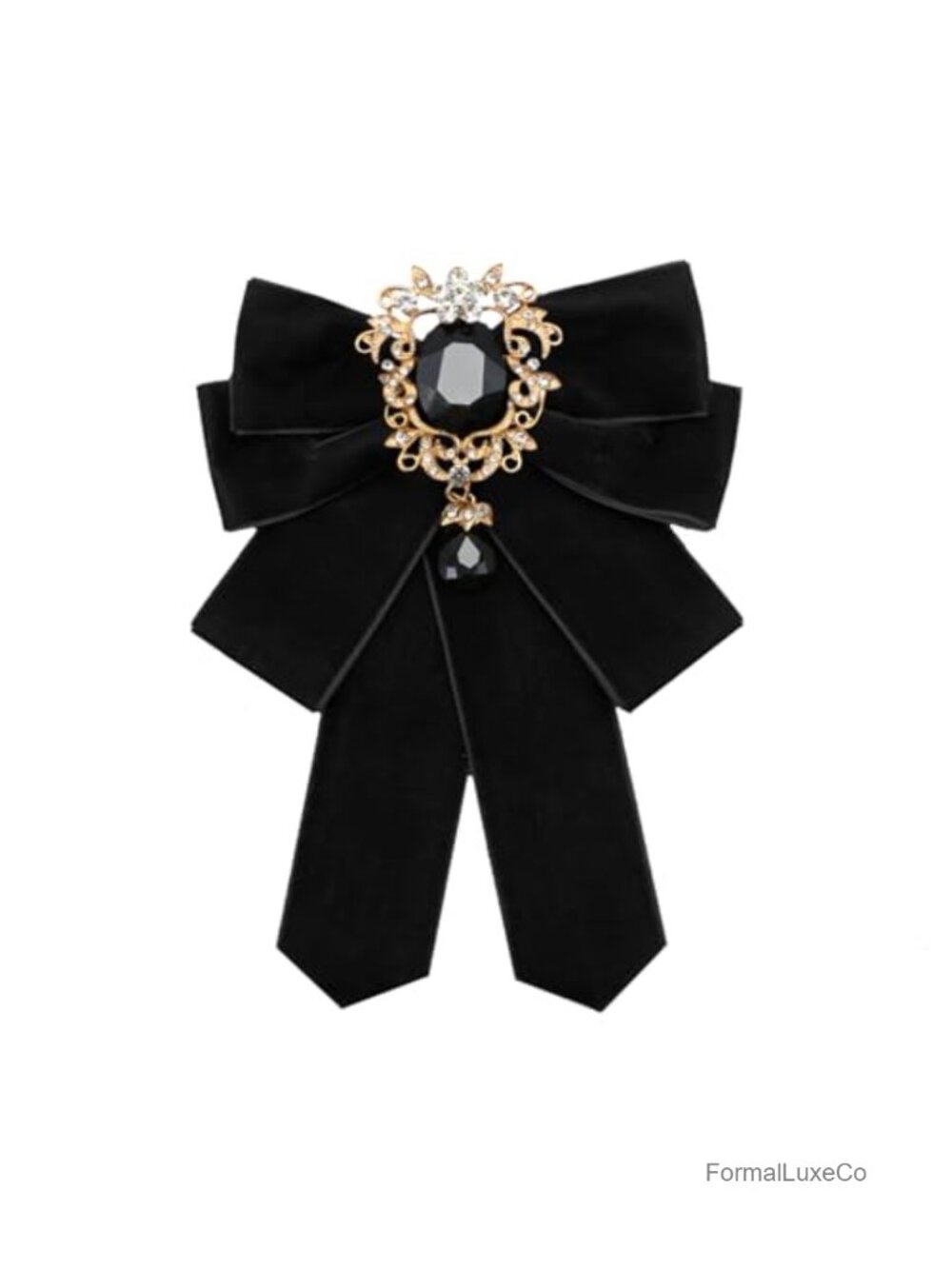 Velvet Bow Tie Rhinestone Pre-Tied Adjustable Formal Wedding Party